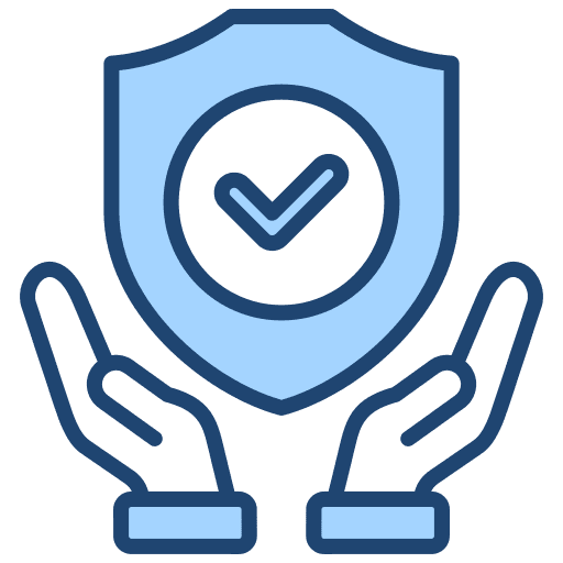 Built on trust — verified protection with hands supporting a shield and checkmark